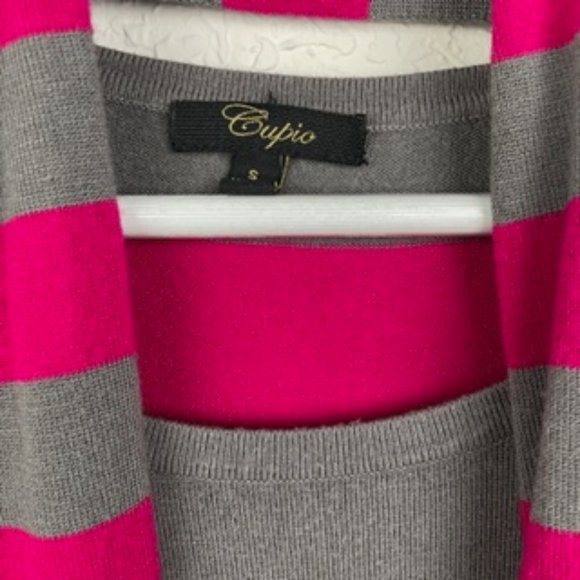 Cupio Womens S Pink Gray Striped Sweater Removable Scarf Set Long Sleeve - Picture 3 of 8